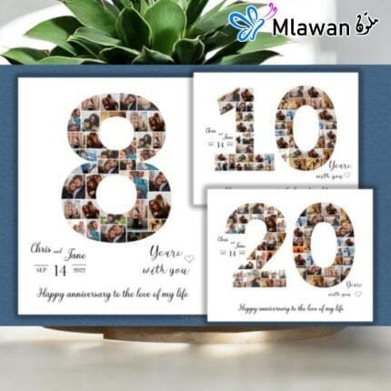 Personalized number photo collage for anniversary