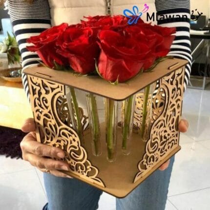 Wooden flowers in personalized box