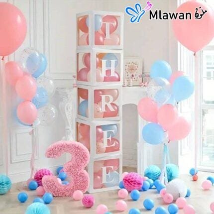 Transparent balloon boxes with A-Z letters for baby shower decorations