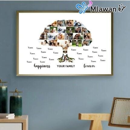 Family tree photo collage with personalized names