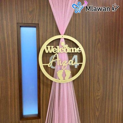 Chiffon Baby Name Door Sign with Personalized Name Plate