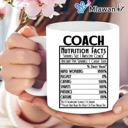 coach appreciation mug with unique nutrition facts