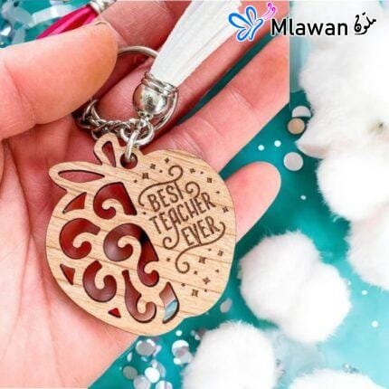 Best teacher ever engraved wooden keychain gift