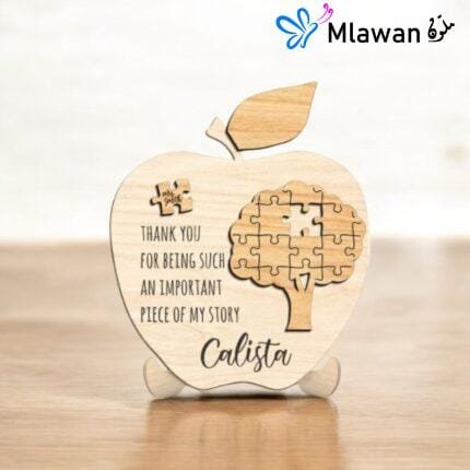 Personalized Teacher Apple Sign with Puzzle Design