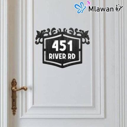 Elegant house number plaque with decorative frame