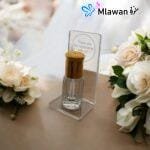 Elegant musk bottle wedding favor with thank-you message