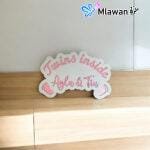 Wooden plaque for twins’ arrival announcement