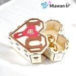 Elegant heart-shaped wooden box for Valentine’s Day gifts.