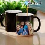 Personalized magic mug with heat-sensitive color-changing effect