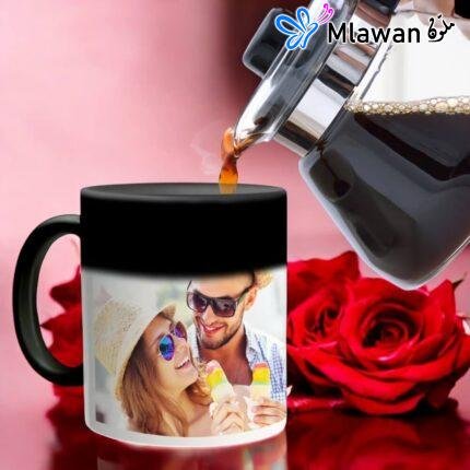 Personalized magic mug for couples with heat-sensitive color change