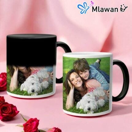 Custom magic mug with personalized photo print, color-changing ceramic cup