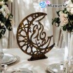 Ramadan Kareem Crescent Moon Wooden Table Stand for Home Decor