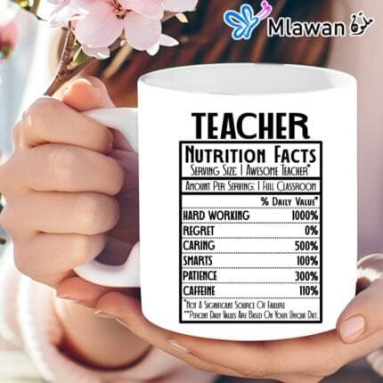 teacher gift – "Teacher Nutrition Facts" mug