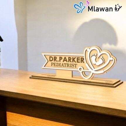 Personalized Wooden Desk Nameplate for Pediatricians