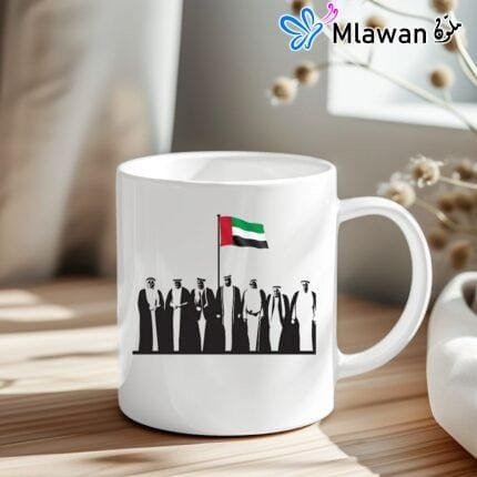 Spirit of the Union coffee mug with silhouettes of UAE leaders